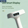 Anti-gravity humidifier close-up of LED smart display showing real-time clock on green background