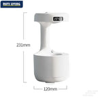 Anti-gravity ultrasonic humidifier dimensions 231mm tall by 120mm wide on white background
