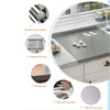 Stainless steel kitchen board features infographic showing smooth hem, integrated forming, and washable surface