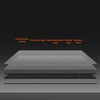Stainless steel cutting board diagram showing 5 layers including anticorrosive coating and protective layer