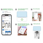 Portable thermal pocket printer setup guide: download Tiny Print app, power on, connect phone, and start printing