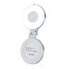 TELESIN magnetic selfie ring light in white/silver, unfolded showing ring light illuminated and FCC/CE/RoHS certification on magnetic base, 500mAh 3.7V battery
