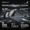 SmartSight AI smart glasses in sunglasses mode with dark lenses: 150+ language global instant translation, Bluetooth 5.0 hands-free calls, 800W HD ultra-clear camera, AI wake-up smart assistant, intelligent recognition