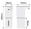 USB rechargeable automatic foam soap dispenser dimensions: 66mm wide, 114mm deep, 200mm tall with 99mm reservoir height