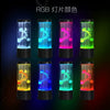 Color changing LED jellyfish night light shown in 8 RGB color modes: white, cyan, pink, green, yellow, blue, teal, and orange, with jellyfish floating inside