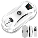 PuRuiKai electric window cleaning robot top-down view with two replacement microfiber pad sets and remote control included in package