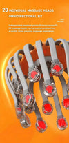 Close-up of 20 individual red LED massage heads on orange octopus head massager showing omnidirectional flexible arms