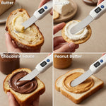 Heated butter knife used to spread butter, cream cheese, chocolate sauce, and peanut butter smoothly on bread and crackers