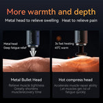 Booster massage gun attachment comparison: metal bullet head for deep fatigue relief and relieve muscle tightness vs hot compress head with 3-second fast heating at 45°C to accelerate muscle repair