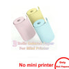 Three rolls of pastel colored thermal paper — pink, yellow, and blue — for portable mini printer, paper only no printer included