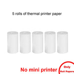 Five rolls of white thermal printer paper for portable mini printer, paper only no printer included