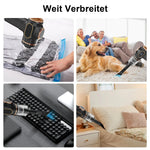 Portable handheld vacuum cleaner wide use cases: vacuuming storage bag, pet hair from carpet, keyboard, and bedding