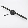 3D hologram fan projector with dual LED blades and power cord on white background